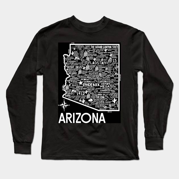 Arizona Map Long Sleeve T-Shirt by Whereabouts Shop